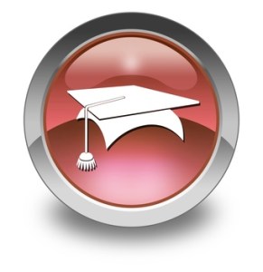 Red Glossy Pictogram "Education"