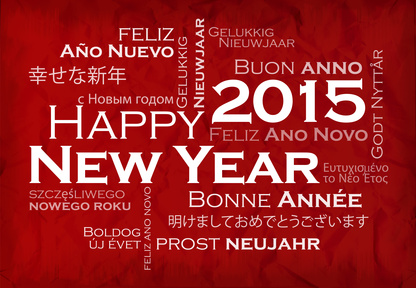 Happy New Year 2015 international language tag cloud
